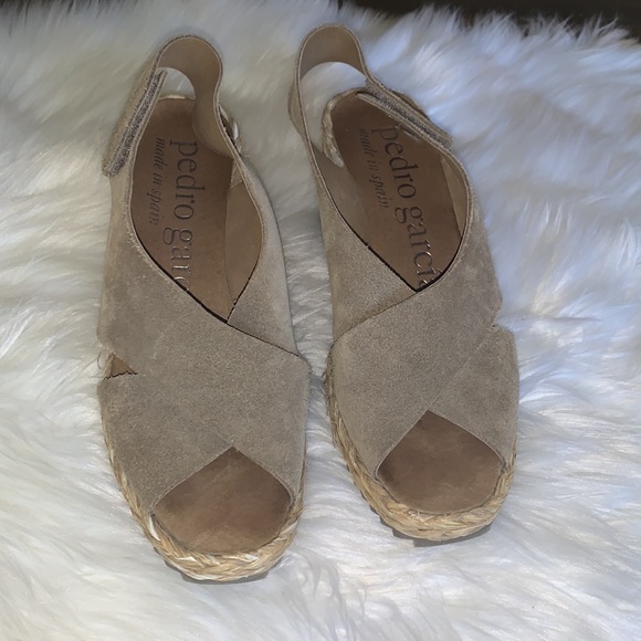 NWOT Pedro Garcia braided raffia wedge platform sandals size 38.5 - Picture 3 of 15